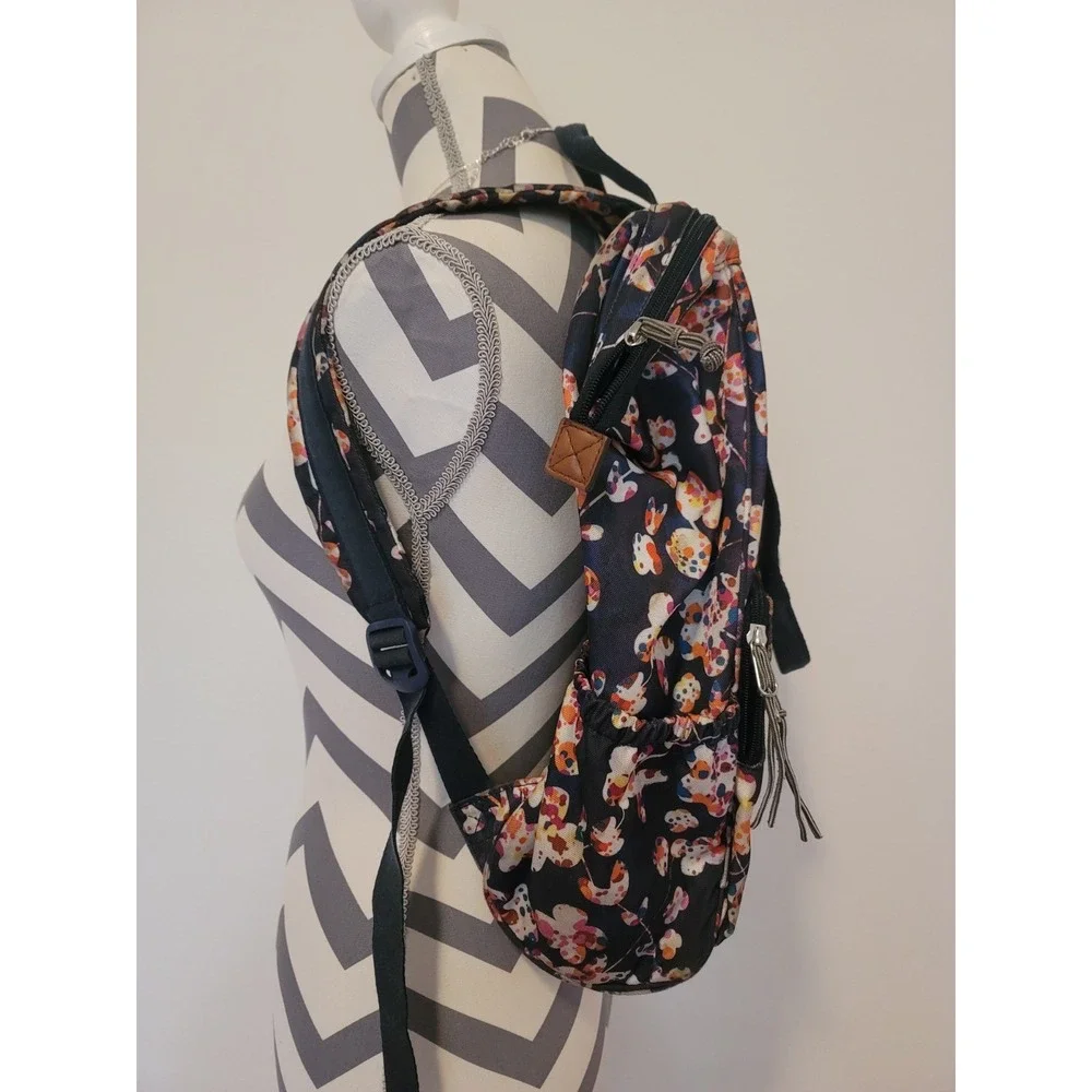 Vera Bradley Lighten Up Frame Large Backpack Floral Print Travel School Bag Navy